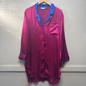 Vtg 90s Victoria's Secret Women's Large Purple Blue Pajama Top